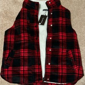 Zilcremo Black and White Plaid Vest